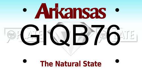 GIQB76 Arkansas License Plate