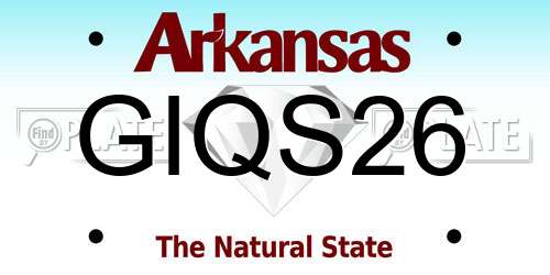 GIQS26 Arkansas License Plate