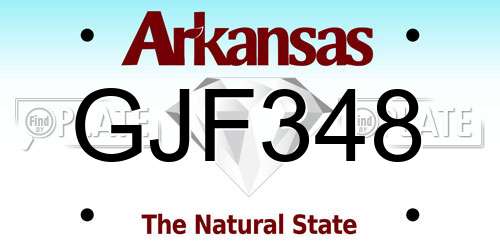 GJF348 Arkansas License Plate