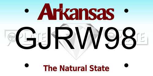 GJRW98 Arkansas License Plate