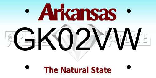 GK02VW Arkansas License Plate