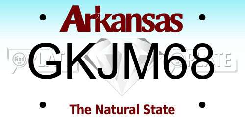 GKJM68 Arkansas License Plate