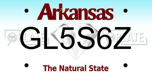 GL5S6Z Arkansas License Plate