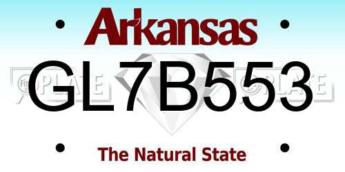 GL7B553 Arkansas License Plate