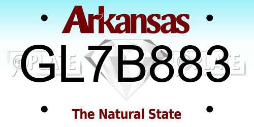 GL7B883 Arkansas License Plate