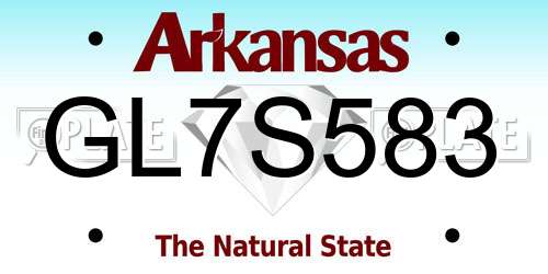 GL7S583 Arkansas License Plate