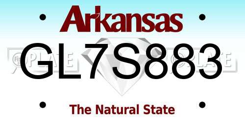 GL7S883 Arkansas License Plate