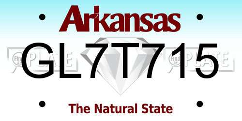 GL7T715 Arkansas License Plate