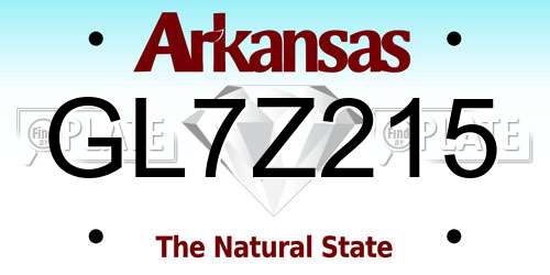GL7Z215 Arkansas License Plate