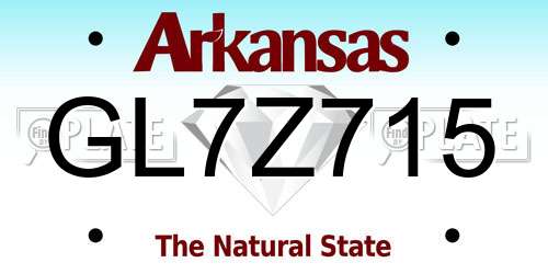GL7Z715 Arkansas License Plate