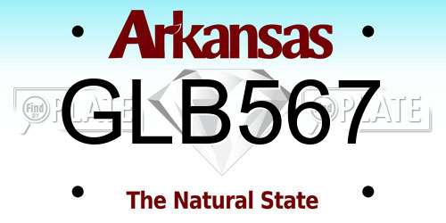GLB567 Arkansas License Plate