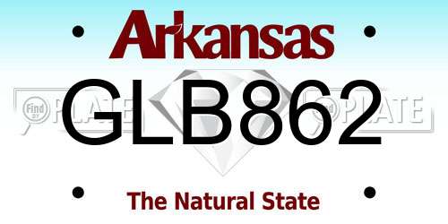 GLB862 Arkansas License Plate