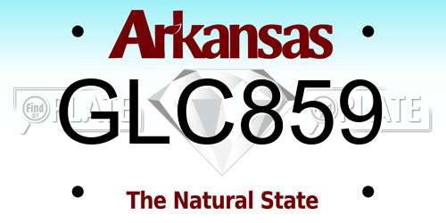 GLC859 Arkansas License Plate