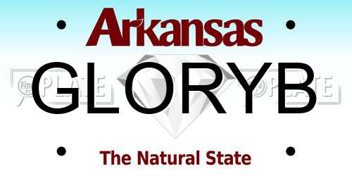 GLORYB Arkansas License Plate