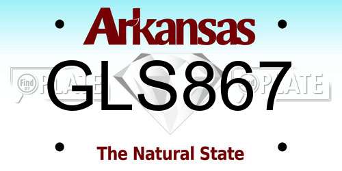 GLS867 Arkansas License Plate