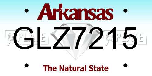 GLZ7215 Arkansas License Plate