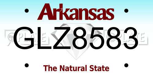 GLZ8583 Arkansas License Plate