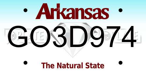 GO3D974 Arkansas License Plate