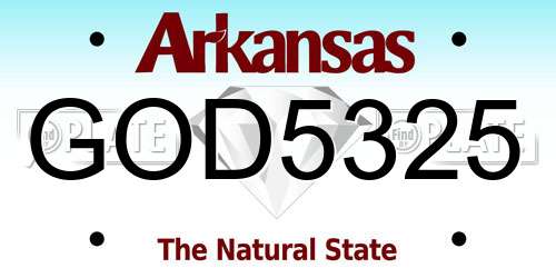 GOD5325 Arkansas License Plate