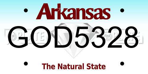GOD5328 Arkansas License Plate
