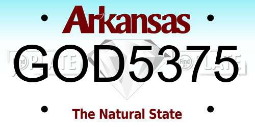GOD5375 Arkansas License Plate