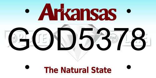 GOD5378 Arkansas License Plate