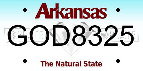GOD8325 Arkansas License Plate