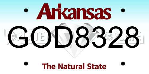 GOD8328 Arkansas License Plate