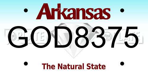 GOD8375 Arkansas License Plate
