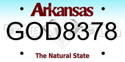 GOD8378 Arkansas License Plate