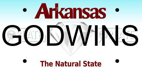 GODWINS Arkansas License Plate