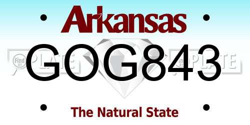 GOG843 Arkansas License Plate