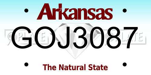 GOJ3087 Arkansas License Plate