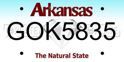 GOK5835 Arkansas License Plate