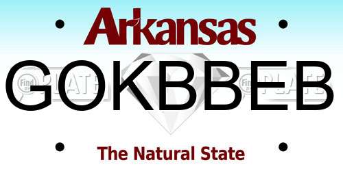 GOKBBEB Arkansas License Plate
