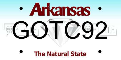 GOTC92 Arkansas License Plate