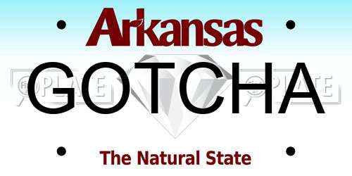 GOTCHA Arkansas License Plate