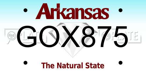 GOX875 Arkansas License Plate
