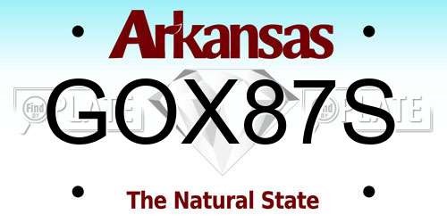 GOX87S Arkansas License Plate