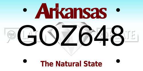 GOZ648 Arkansas License Plate