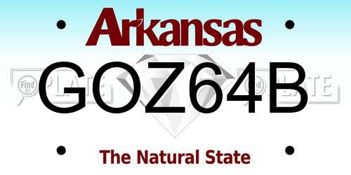 GOZ64B Arkansas License Plate