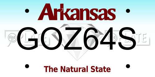 GOZ64S Arkansas License Plate
