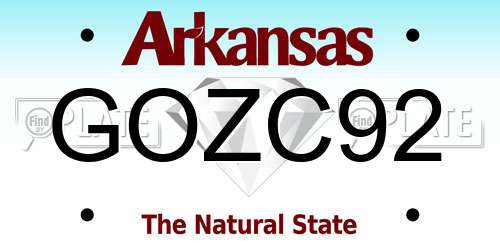 GOZC92 Arkansas License Plate