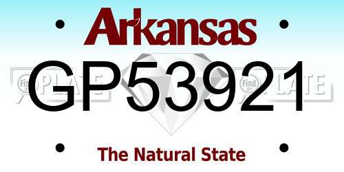 GP53921 Arkansas License Plate