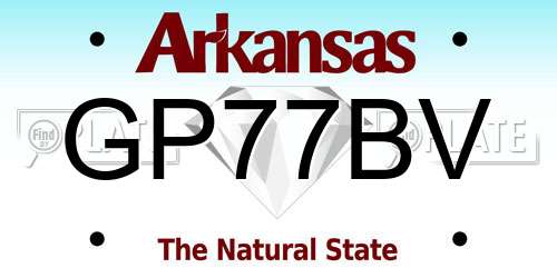 GP77BV Arkansas License Plate