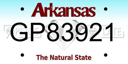 GP83921 Arkansas License Plate