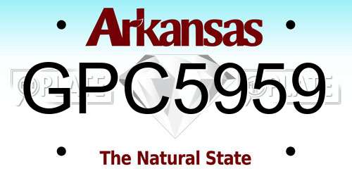 GPC5959 Arkansas License Plate