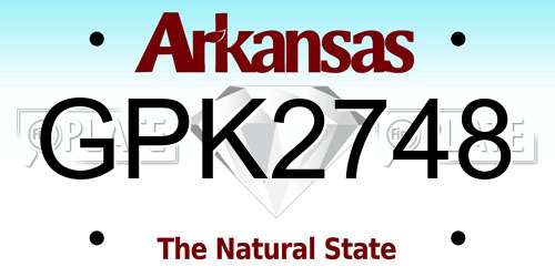 GPK2748 Arkansas License Plate