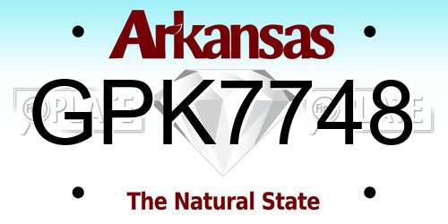 GPK7748 Arkansas License Plate