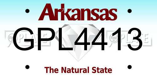 GPL4413 Arkansas License Plate